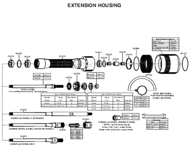 Extension Housing Diagram and Parts List for 15GELC-120-P5T  Cleco Angle Grinder