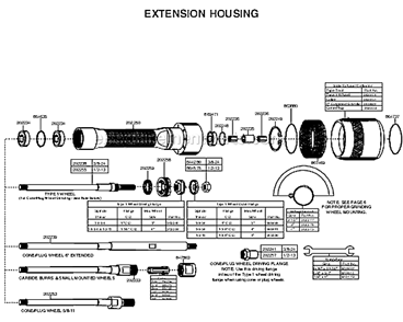 Extension Housing Diagram and Parts List for 15GELC-140-P4T  Cleco Angle Grinder