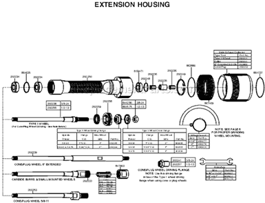 Extension Housing Diagram and Parts List for 15GELC-180-P4T  Cleco Angle Grinder