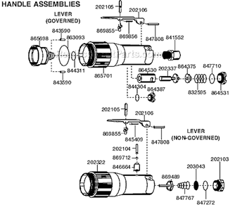 Handle Assemblies Diagram and Parts List for 15GELC-90-P5T  Cleco Angle Grinder