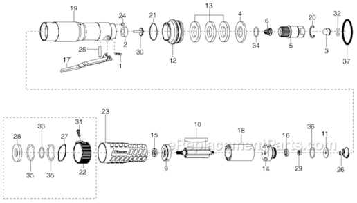 Page E Diagram and Parts List for 34RAA28F1MG00  Cleco Ratchet