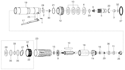 Page E Diagram and Parts List for 34RAA33F2MG00  Cleco Ratchet