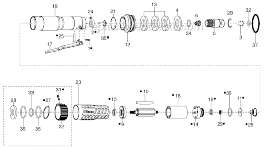 Page F Diagram and Parts List for 34RAA53F2MI00  Cleco Ratchet