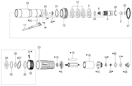 Page F Diagram and Parts List for 34RAA53H3MGFM5  Cleco Ratchet