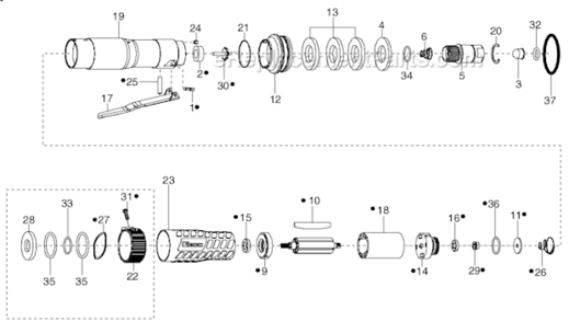 Page F Diagram and Parts List for 34RAA67F3MI00  Cleco Ratchet