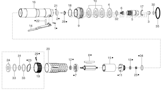 Page F Diagram and Parts List for 34RAS103F3ML00  Cleco Ratchet