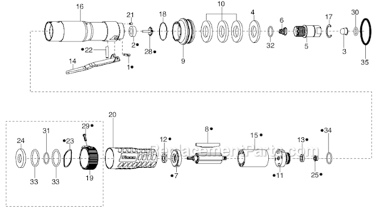 Page E Diagram and Parts List for 34RAS30F1MG00  Cleco Ratchet