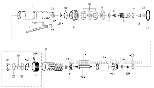 Page D Diagram and Parts List for 34RCS29D3MG01  Cleco Ratchet