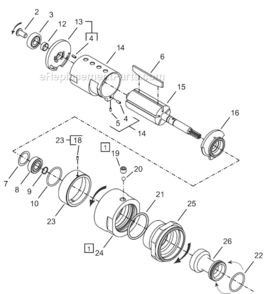 Page B Diagram and Parts List for 64TTK140D4  Cleco Ratchet