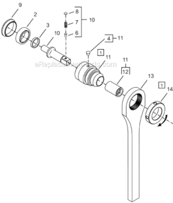Page D Diagram and Parts List for 64TTS125D4  Cleco Ratchet