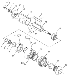 Page B Diagram and Parts List for 64TTS1475D8  Cleco Ratchet