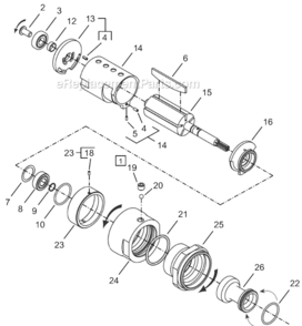 Page B Diagram and Parts List for 64TTS175D6  Cleco Ratchet