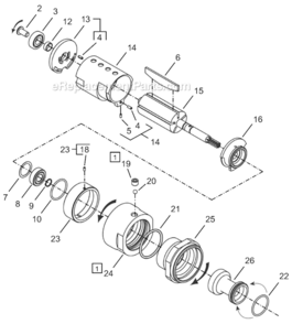Page B Diagram and Parts List for 64TTS255D6  Cleco Ratchet