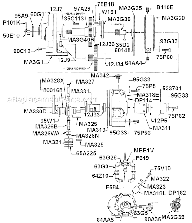 Page A Diagram and Parts List for MA3W408M  Cleco Power Motor