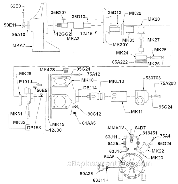 Page A Diagram and Parts List for MKW418M  Cleco Power Motor