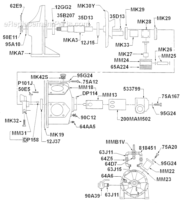 Page A Diagram and Parts List for MMW421M  Cleco Power Motor