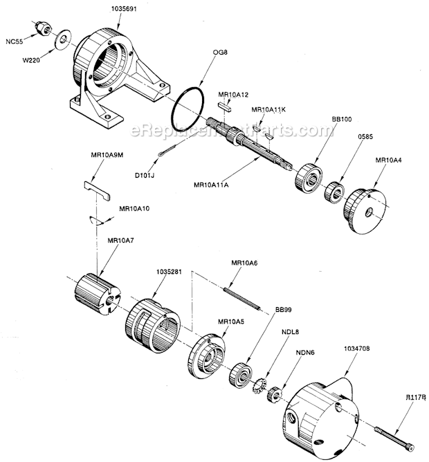 Page A Diagram and Parts List for MR10R097M  Cleco Power Motor
