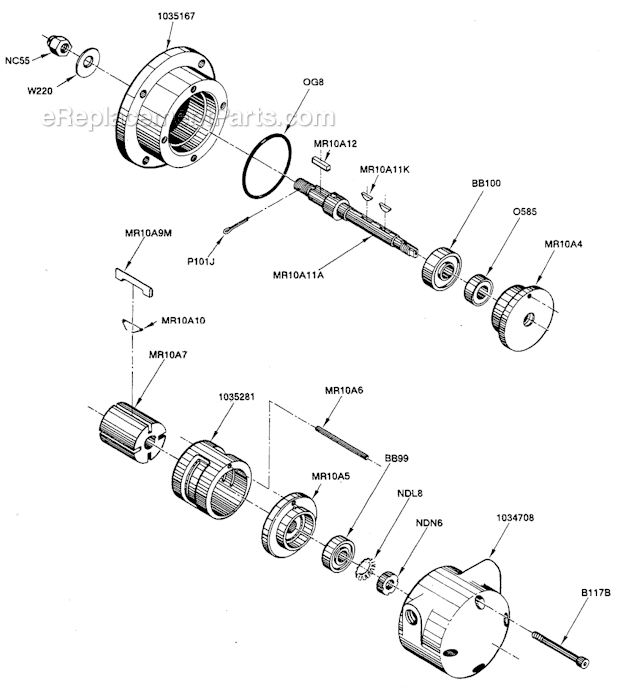 Page A Diagram and Parts List for MR10R098M  Cleco Power Motor