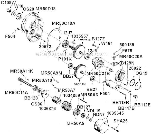Page A Diagram and Parts List for MR50R117M  Cleco Power Motor