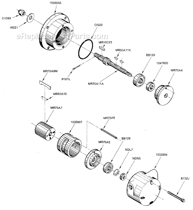 Page A Diagram and Parts List for MR70R120M  Cleco Power Motor