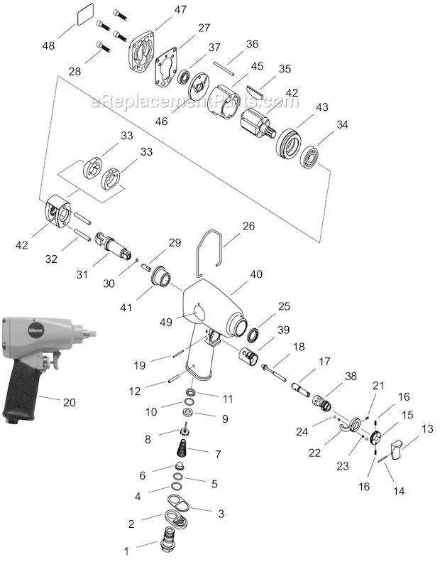 Page A Diagram and Parts List for WP-255-3P  Cleco Ratchet