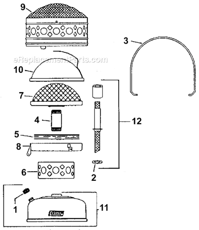Page A Diagram and Parts List for 512-700  Coleman Heater