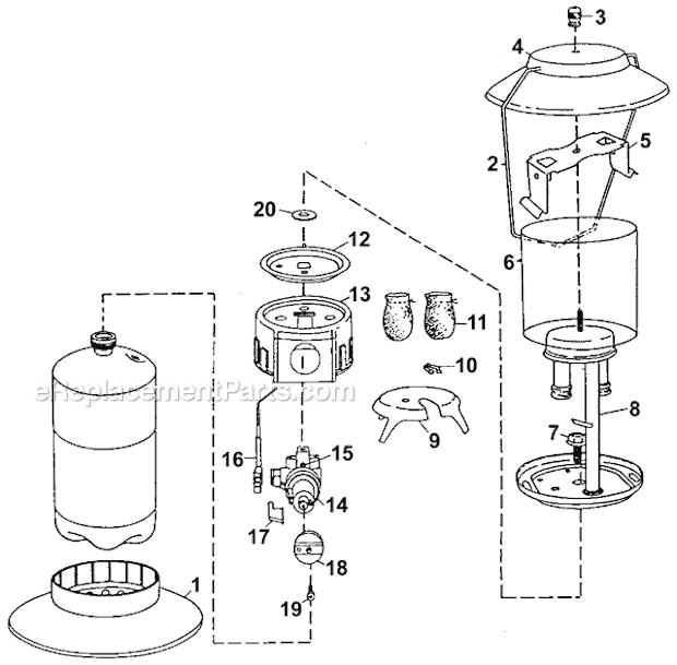 Page A Diagram and Parts List for 5154A700  Coleman Lighting