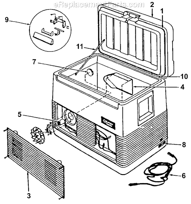 Page A Diagram and Parts List for 5232-807  Coleman Cooler
