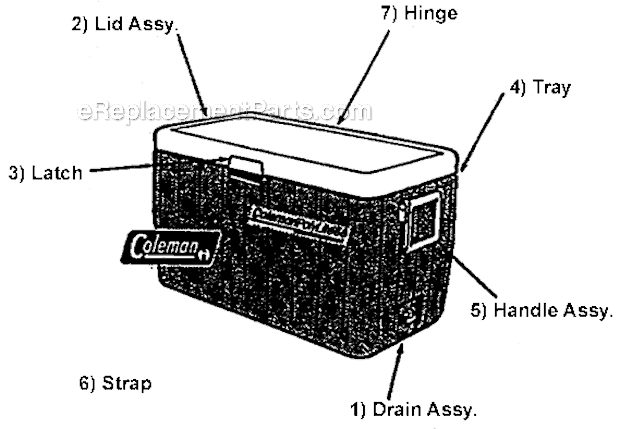 Page A Diagram and Parts List for 5248A770  Coleman Cooler