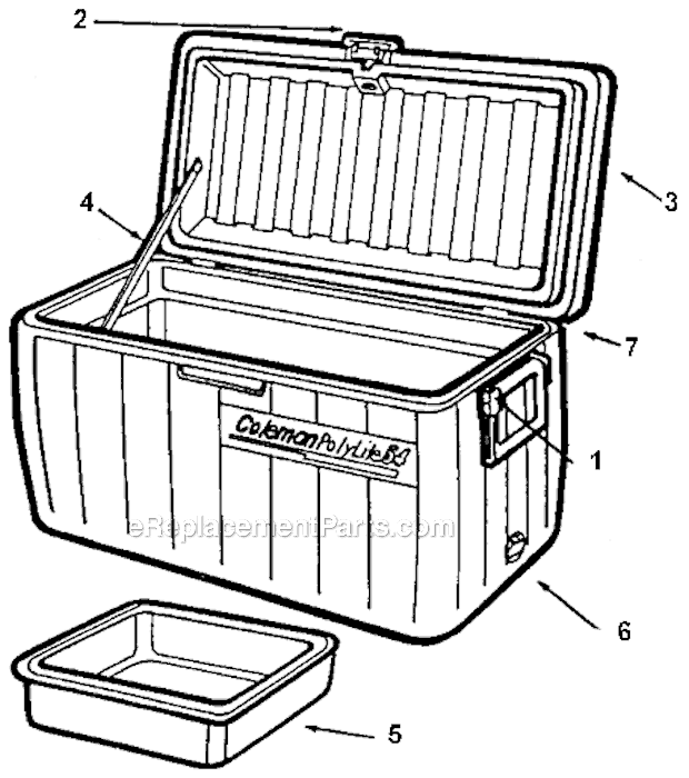 Page A Diagram and Parts List for 5296A720  Coleman Cooler