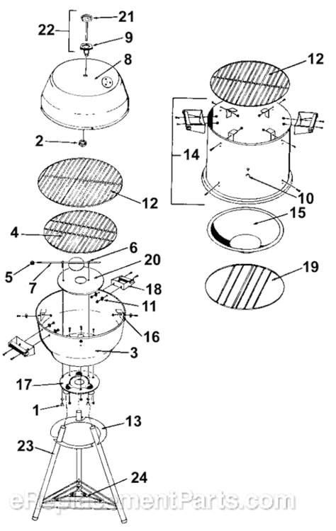 Page A Diagram and Parts List for 5479-701  Coleman Grill