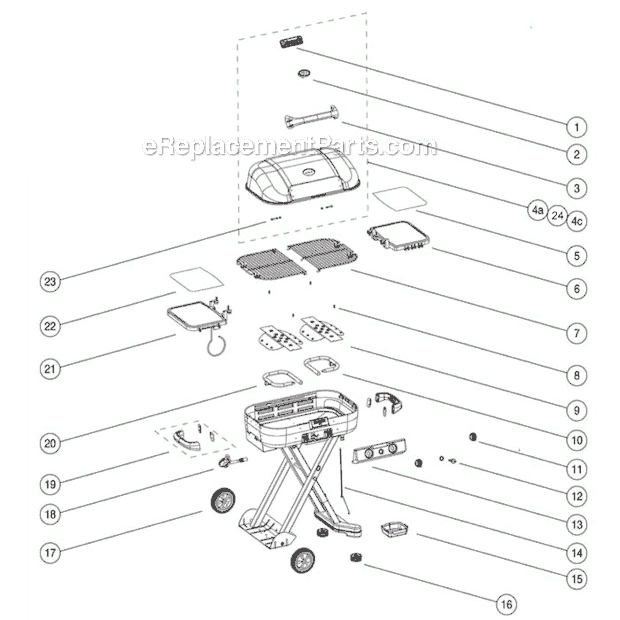 Page A Diagram and Parts List for 9928-A60  Coleman Grill