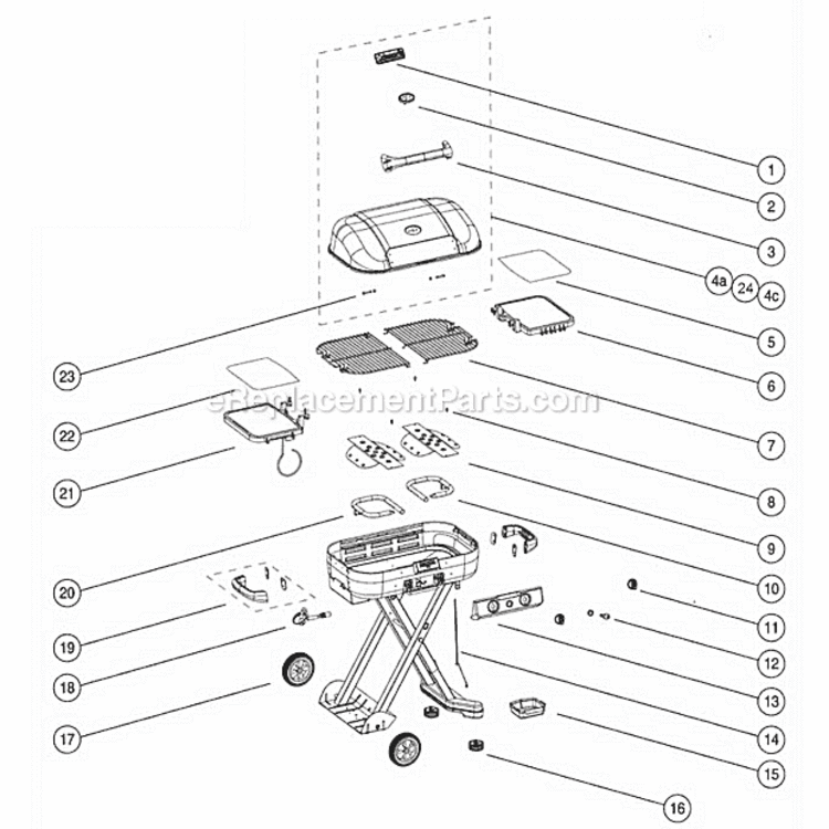 Page A Diagram and Parts List for 9928-A65  Coleman Grill