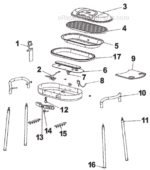 Page A Diagram and Parts List for 9944-851  Coleman Grill