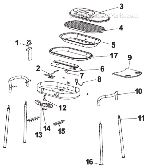 Page A Diagram and Parts List for 9944-852  Coleman Grill