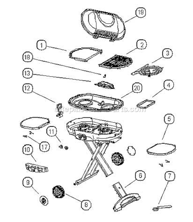 Page A Diagram and Parts List for 9949-450  Coleman Grill