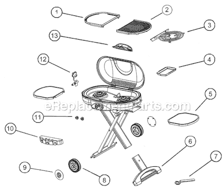 Page A Diagram and Parts List for 9949-750P  Coleman Grill