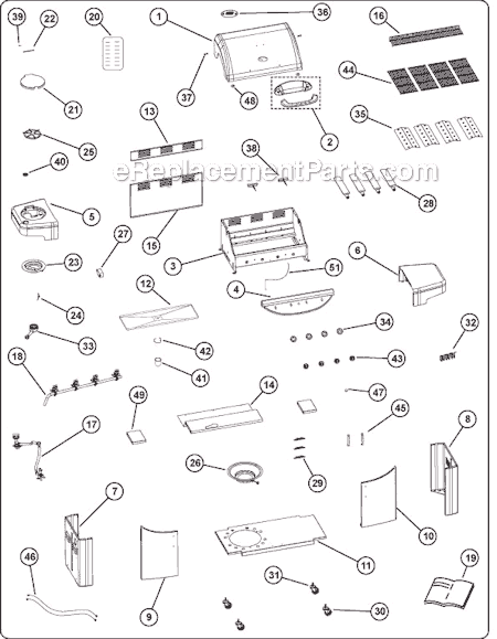 Page A Diagram and Parts List for 9991-141 5400 Series Coleman Grill