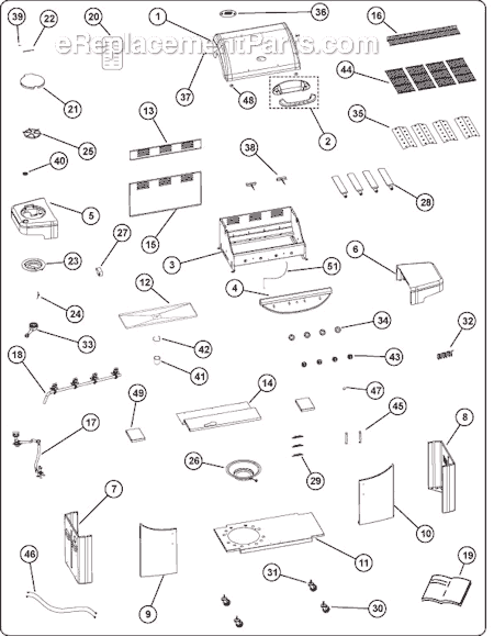 Page A Diagram and Parts List for 9992-141 5400 Series Coleman Grill