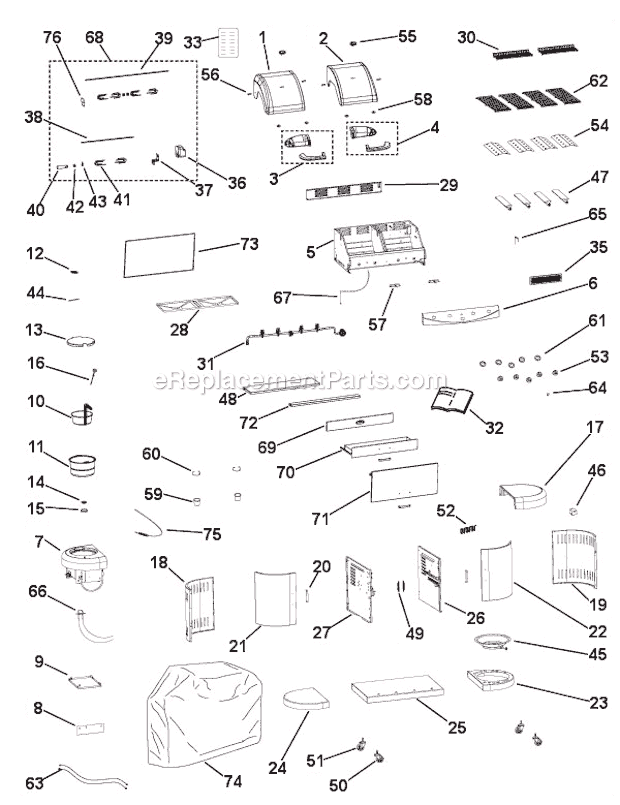 Page A Diagram and Parts List for 9992-646 7700 Series Coleman Grill