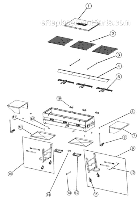 Page A Diagram and Parts List for 9995B750 9995B Series Coleman Grill