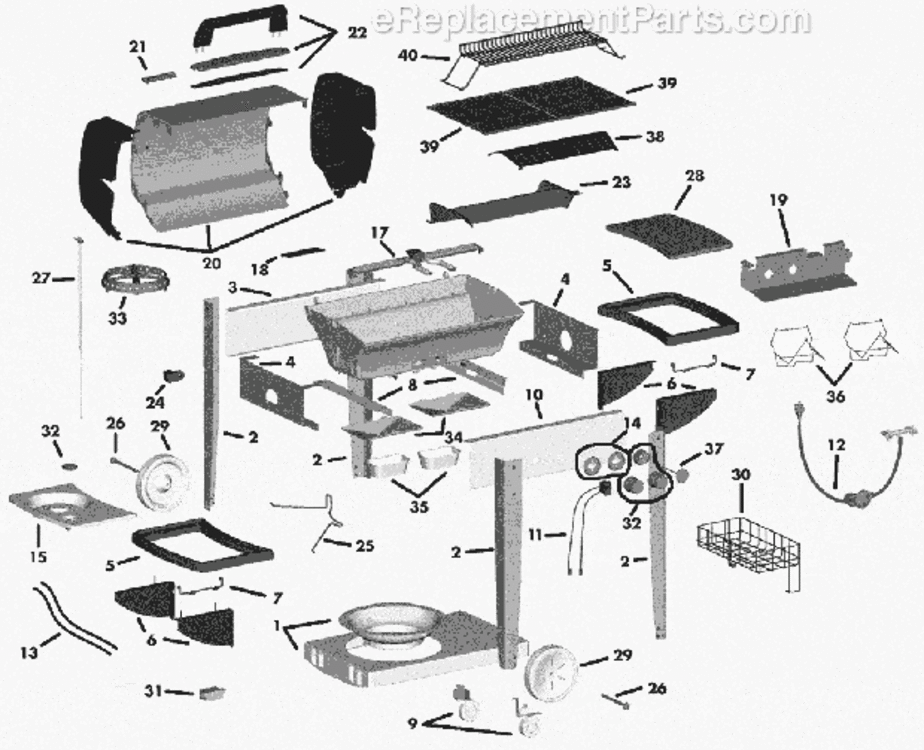 Page A Diagram and Parts List for AG30610EB 3000 Series Coleman Grill