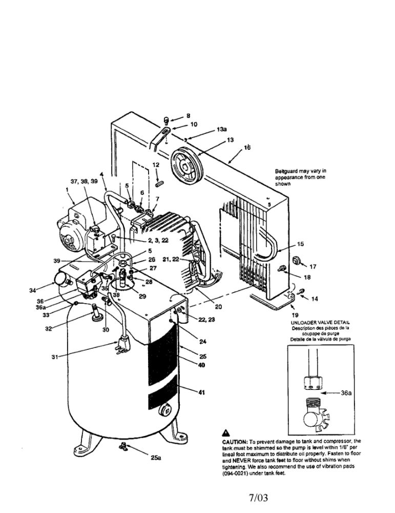 Air Compressor Diagram and Parts List for V6548059  Coleman Compressor