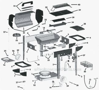 Page A Diagram and Parts List for LG20510EB 2000 Series Coleman Grill