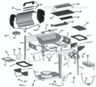 Page A Diagram and Parts List for LG30610EB 3000 Series Coleman Grill