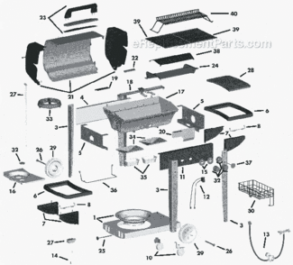 Page A Diagram and Parts List for LT20510EB 2000 Series Coleman Grill