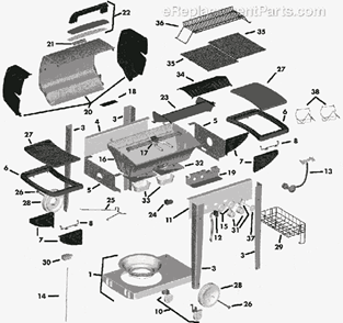 Page A Diagram and Parts List for LT20510E 2000 Series Coleman Grill