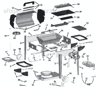 Page A Diagram and Parts List for LT30610EB 3000 Series Coleman Grill