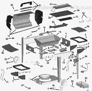 Page A Diagram and Parts List for LT30611E 3000 Series Coleman Grill