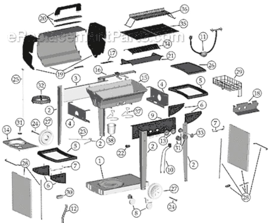 Page A Diagram and Parts List for LG200-EDB 2000 Series Coleman Grill
